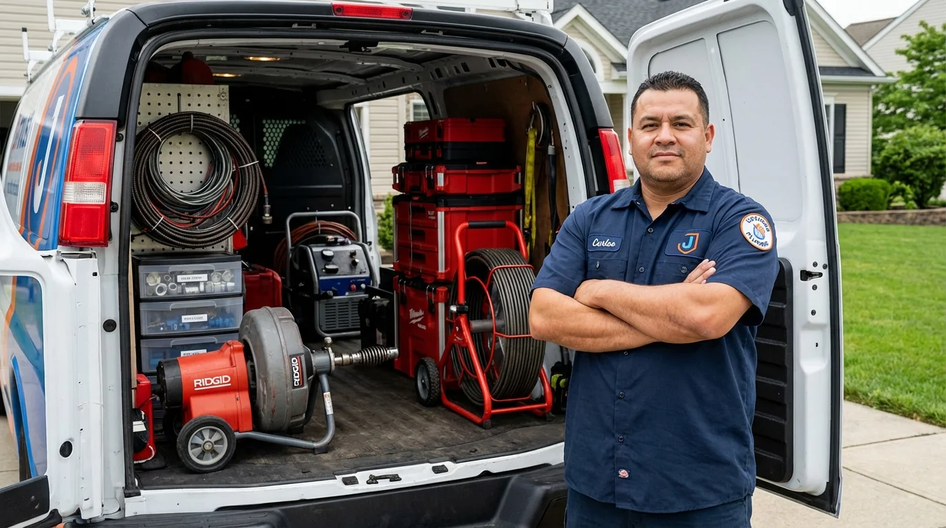 Professional drain cleaning equipment and Johns Plumbing LLC plumber in New Iberia