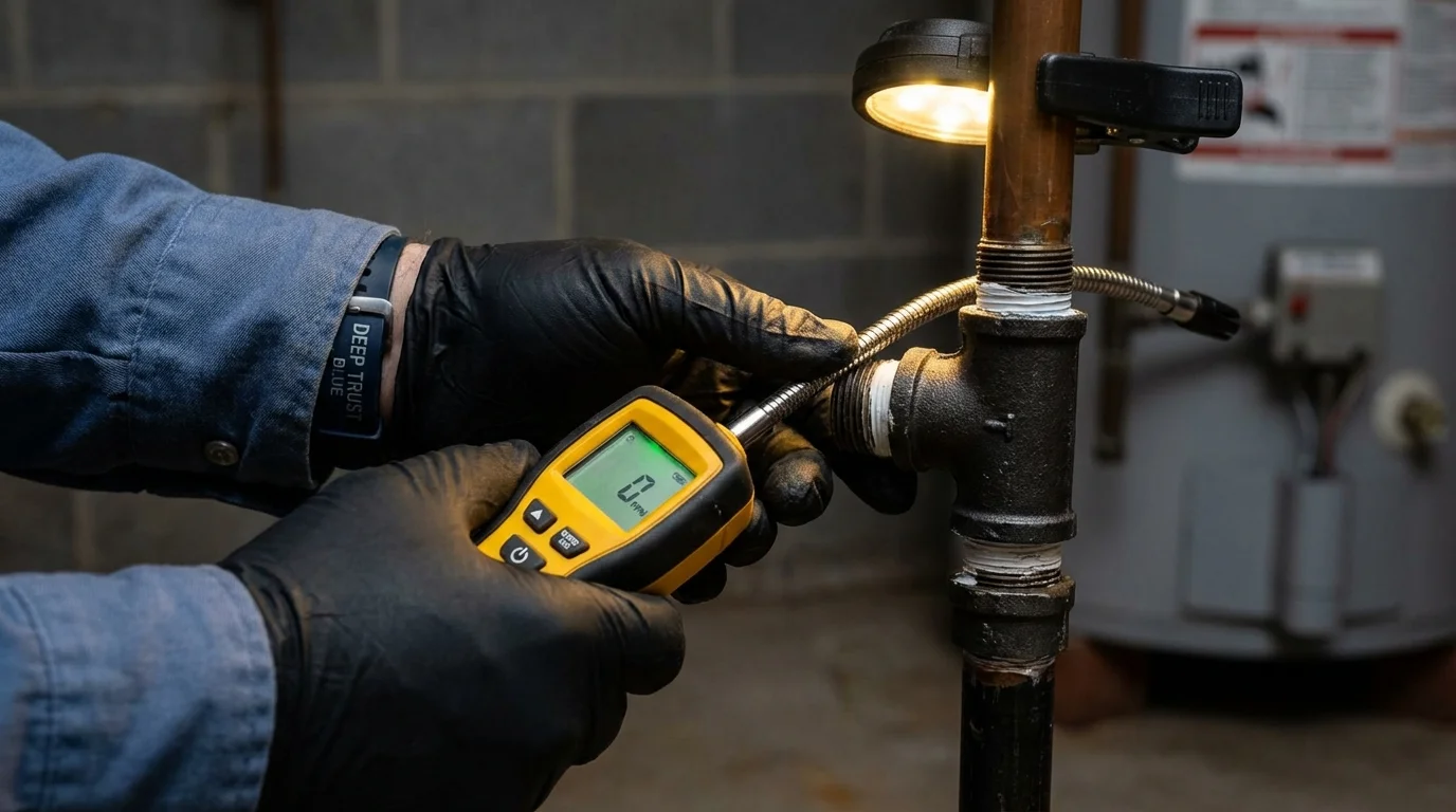 Gas leak detection with electronic sniffer by Johns Plumbing LLC in New Iberia